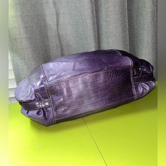 Vintage Nine West Purple Croc Style Leather Bag - Picture 7 of 8